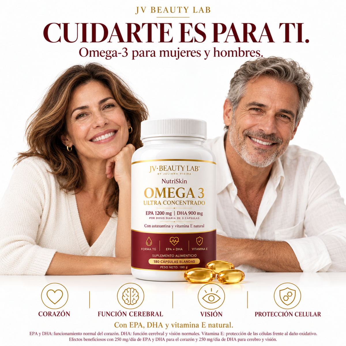 Pack 3 unidades · NutriSkin Omega 3 Premium TG · 180 días